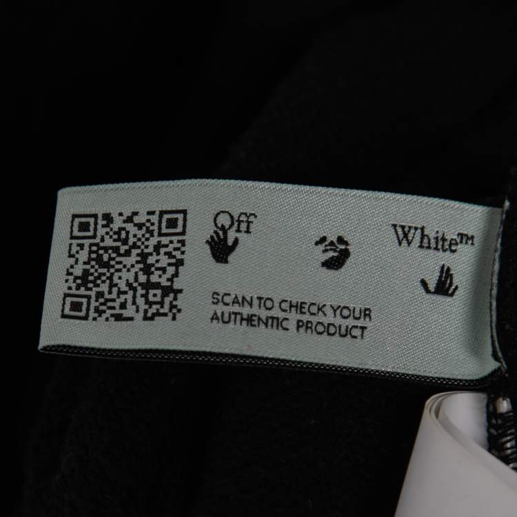 Pre Owned Off-White Black Logo Printed Cotton Hoodie S