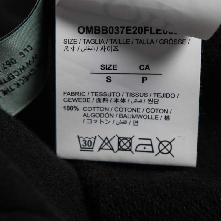 Pre Owned Off-White Black Logo Printed Cotton Hoodie S