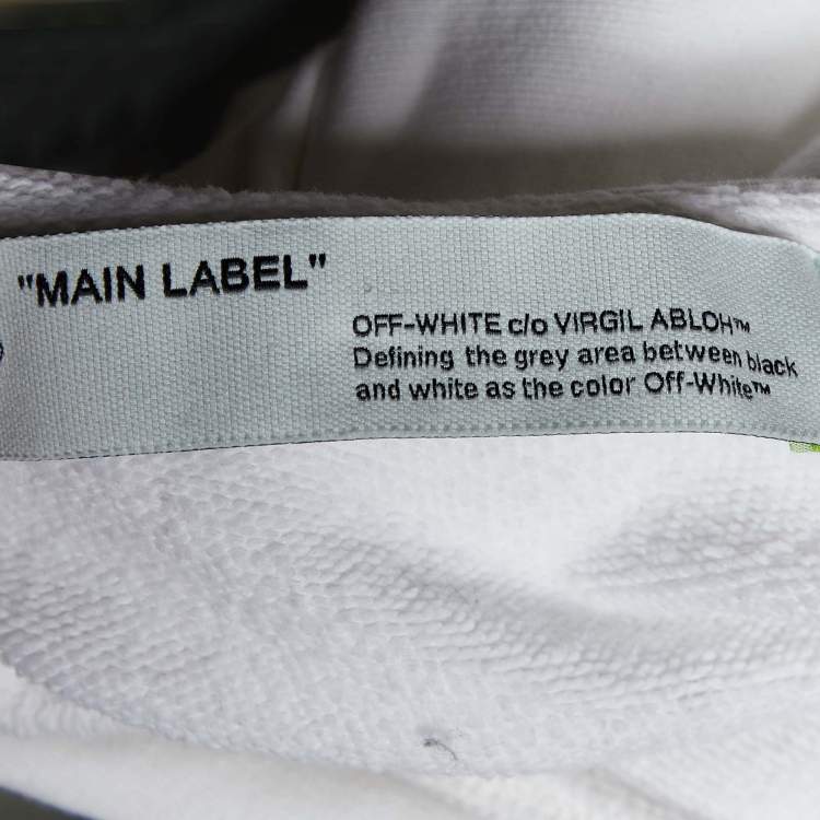 مملوكة مسبقًا Off-White White Cotton Knit Logo Print Hoodie S