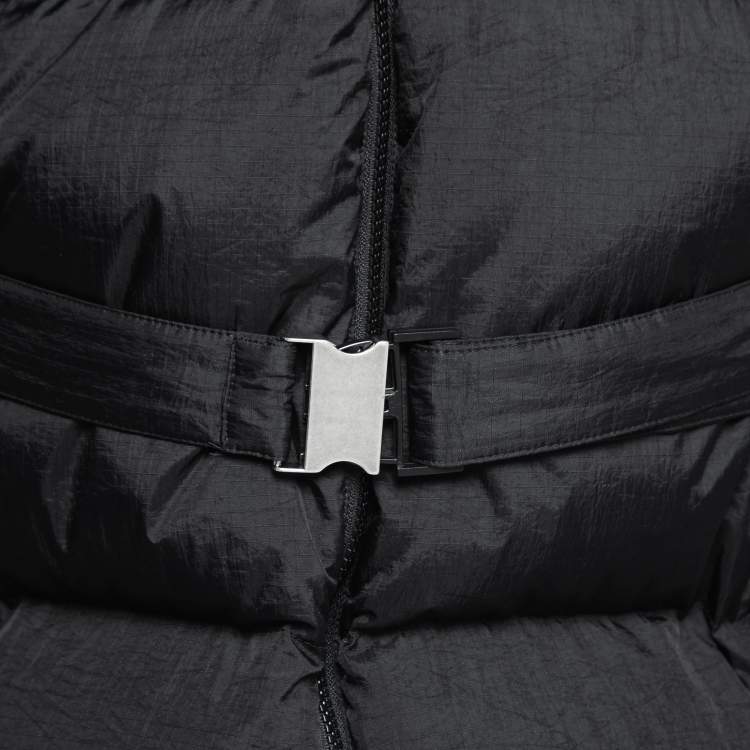 Pre Owned Off-White Black Synthetic Logo Print Down Puffer Jacket XS