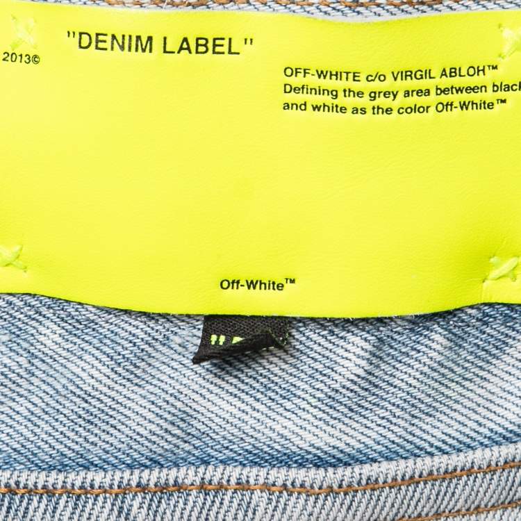 Pre Owned Off-White Light Blue Distressed Denim Jeans S Waist 31"