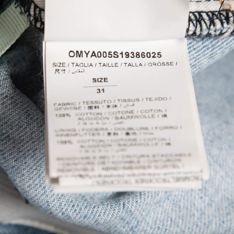 Pre Owned Off-White Light Blue Distressed Denim Jeans S Waist 31"
