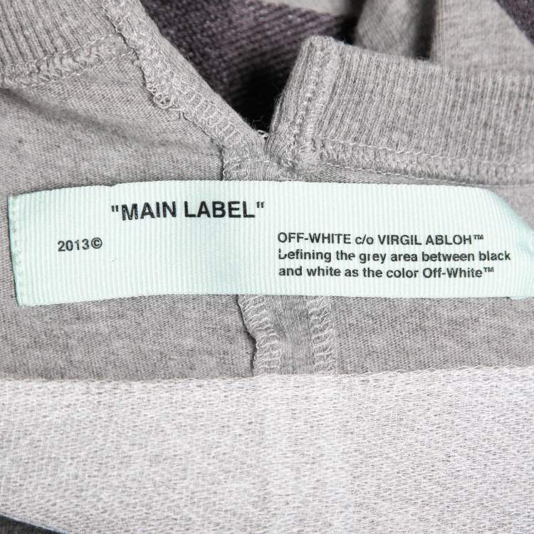 Pre Owned Off-White Grey Cotton Logo Embroidered Asymmetric Hemline T-Shirt L