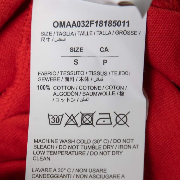 Pre Owned Off-White Red Business Casual Print Cotton T-Shirt S