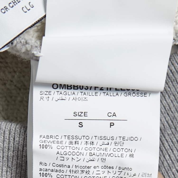 Pre Owned Off-White Grey Cotton Logo Print Hooded Sweatshirt S