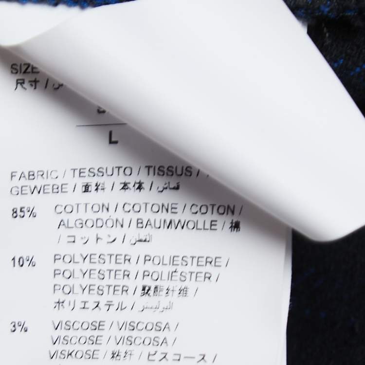 Pre Owned Off-White Blue Checked Quote Flannel Long Sleeve Shirt L