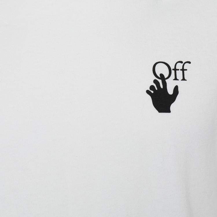 مملوكة مسبقًا Off-White White Spray Logo Printed Cotton Crewneck T-Shirt S