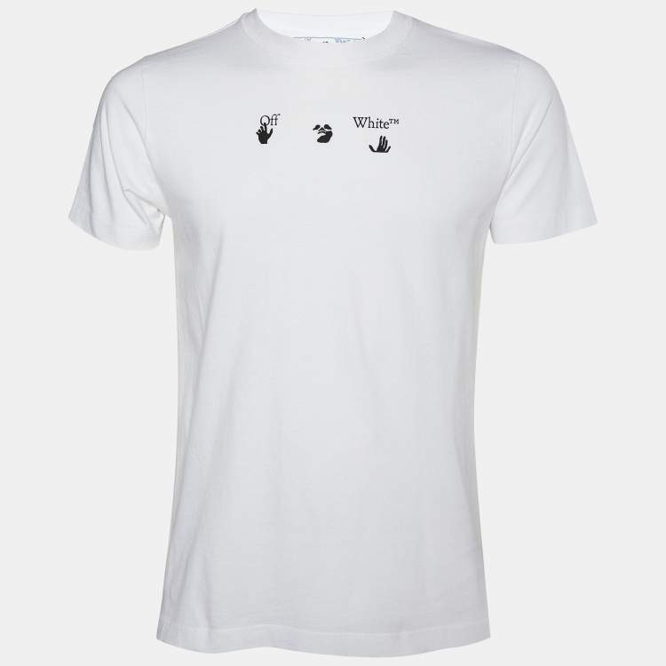 Off White White Inkblot Logo Printed Cotton Crewneck T-Shirt S Off-White |  The Luxury Closet