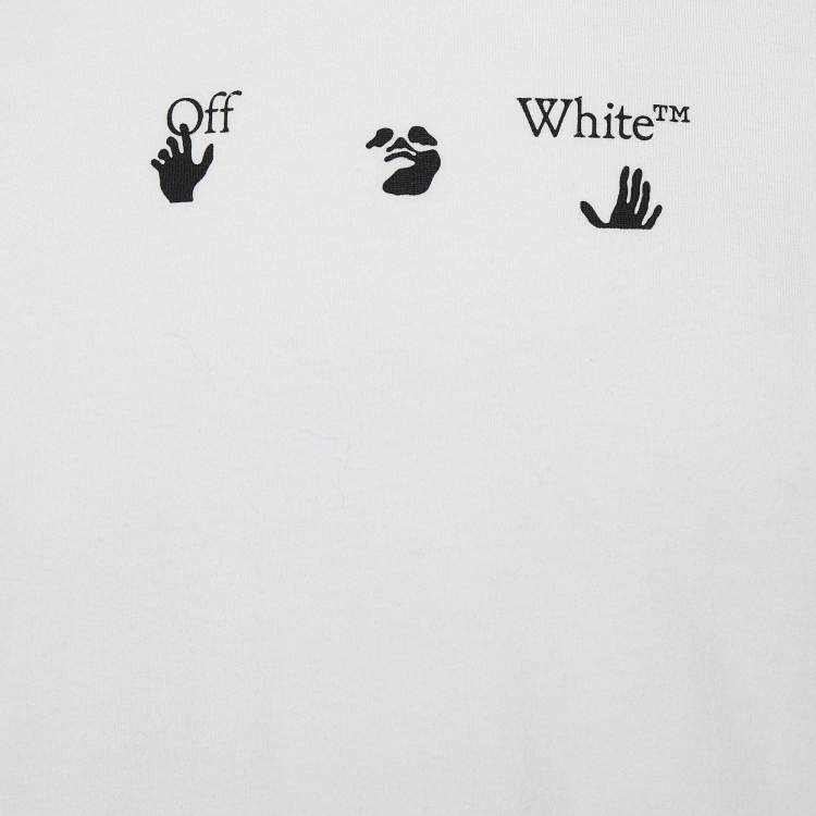 Pre Owned Off White White Inkblot Logo Printed Cotton Crewneck T-Shirt S