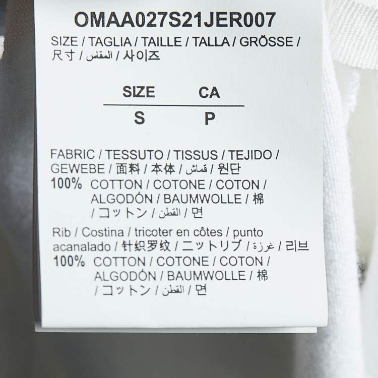 Pre Owned Off White White Inkblot Logo Printed Cotton Crewneck T-Shirt S