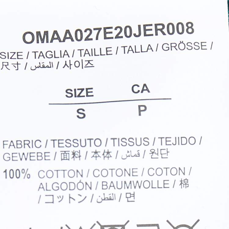 Pre Owned Off-White Green Caravaggio Printed Cotton Crewneck T-Shirt S