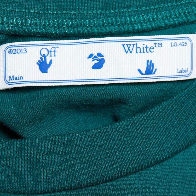 Pre Owned Off-White Green Caravaggio Printed Cotton Crewneck T-Shirt S