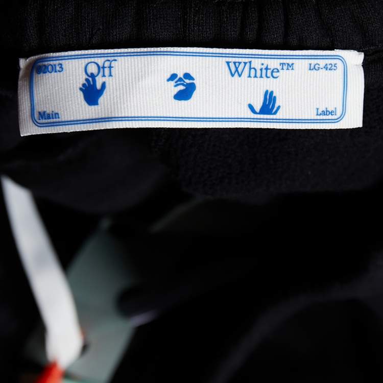 Pre Owned Off-White Black Logo Printed Cotton Knit Sweatpants S