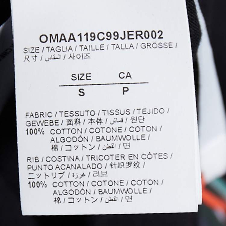 مملوكة مسبقًا Off-White Black Logo Embroidered Cotton Knit T-Shirt S