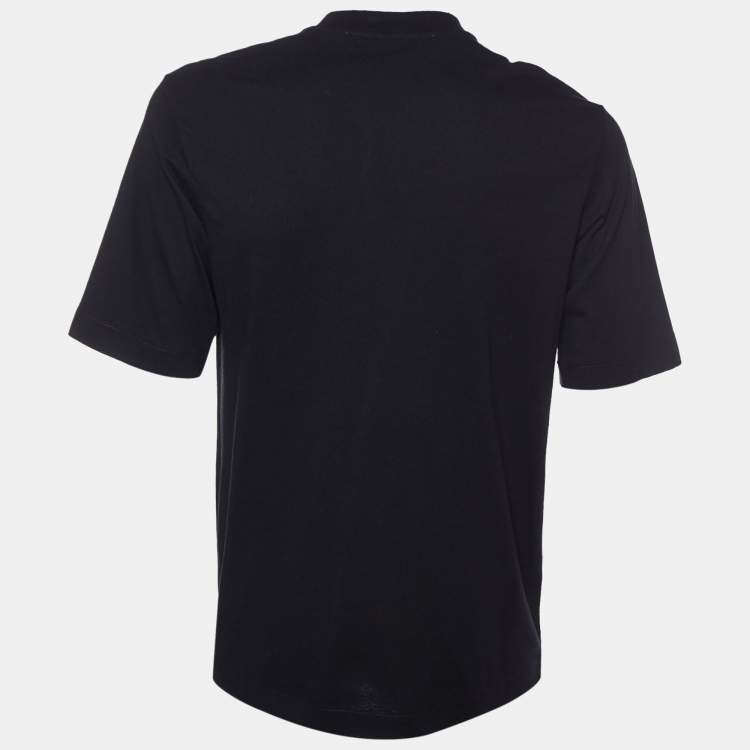 مملوكة مسبقًا Off-White Black Logo Embroidered Cotton Knit T-Shirt S