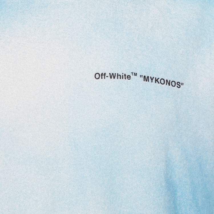 Pre Owned Off-White  Blue Mykonos Terry Cotton T-Shirt M
