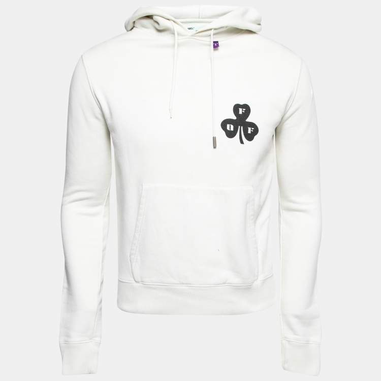 Pre Owned Off-White Bone White Clover Leaf Print Hooded Sweatshirt S