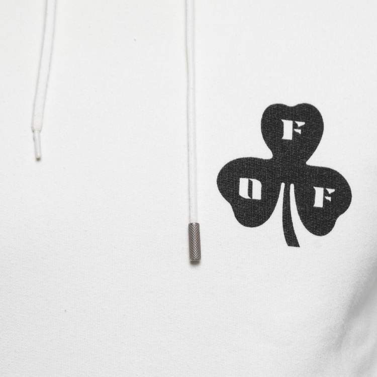 Pre Owned Off-White Bone White Clover Leaf Print Hooded Sweatshirt S