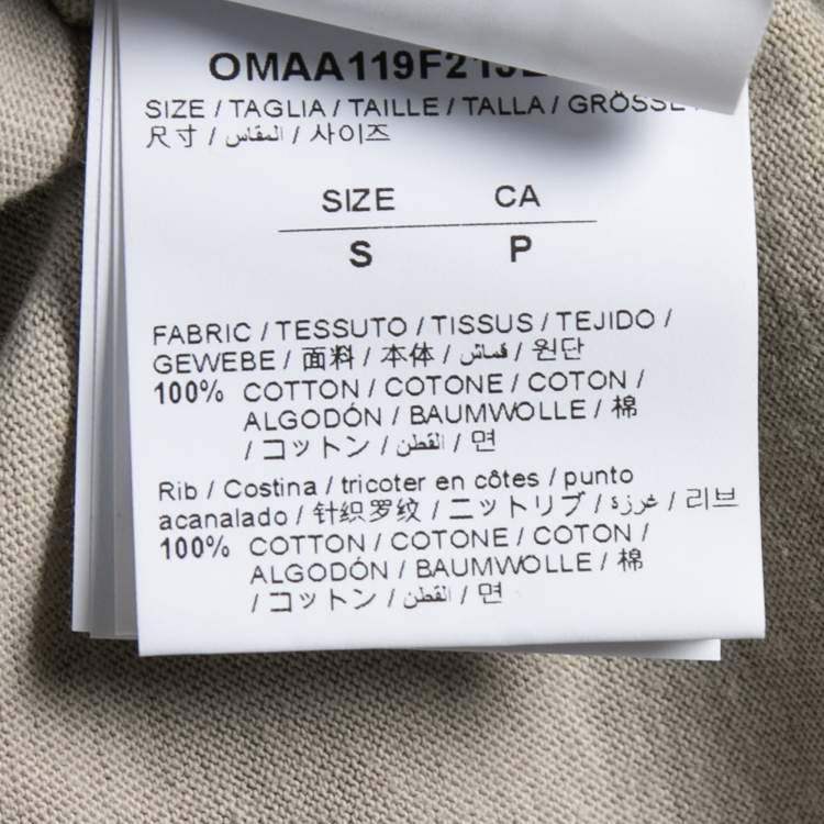 Pre Owned Off-White Grey Cotton Off Print T-Shirt S