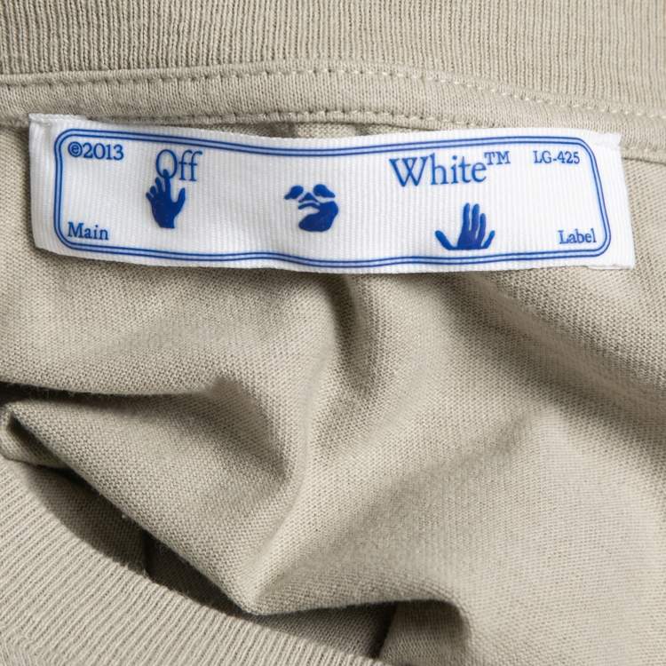 Pre Owned Off-White Grey Cotton Off Print T-Shirt S