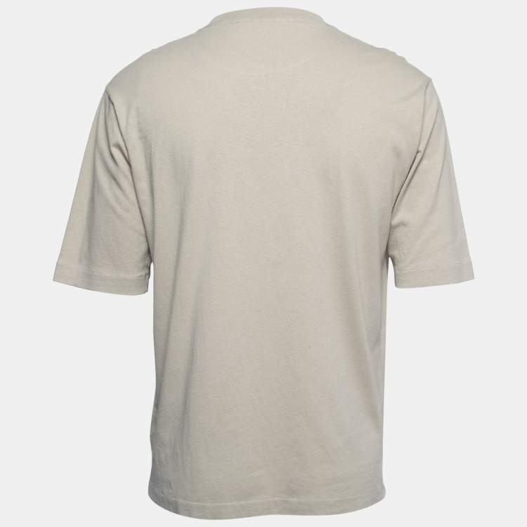 Pre Owned Off-White Grey Cotton Off Print T-Shirt S
