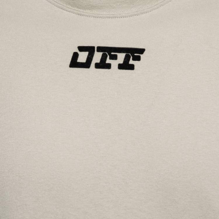 Pre Owned Off-White Grey Cotton Off Print T-Shirt S