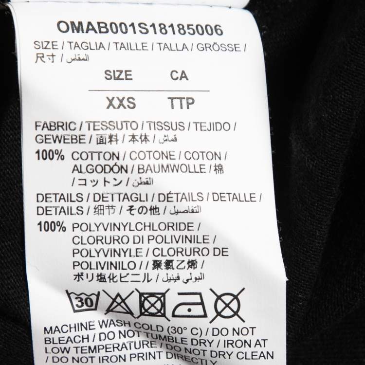 Pre Owned Off-White Black Printed Cotton Long Sleeve T-Shirt XXS