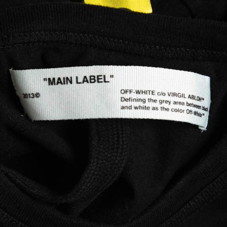 Pre Owned Off-White Black Printed Cotton Long Sleeve T-Shirt XXS