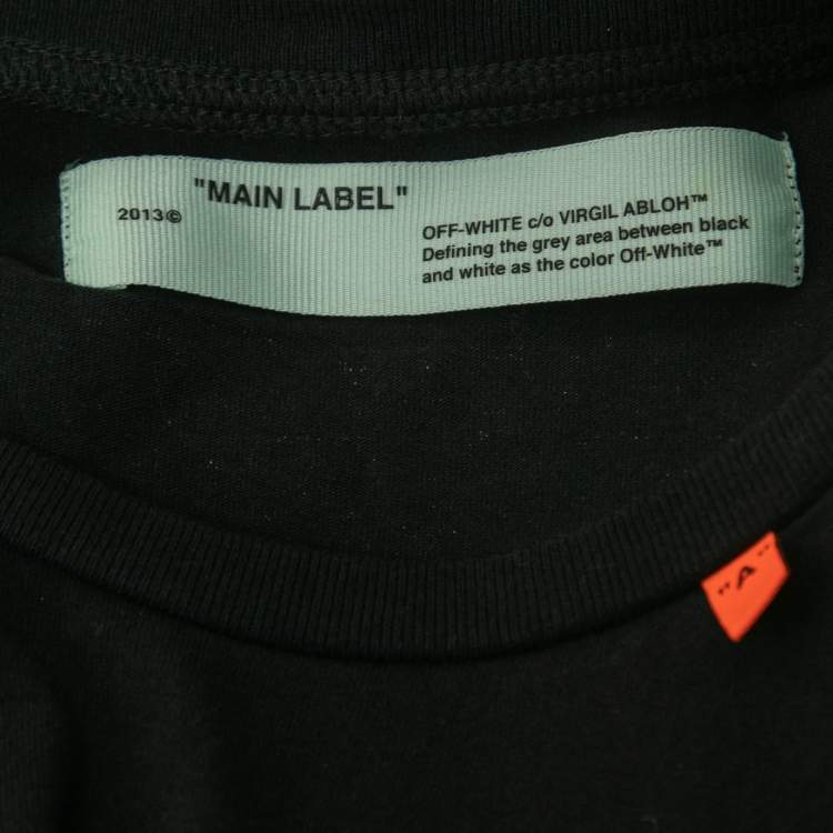Pre Owned Off-White Black Printed Cotton Crew Neck Short Sleeve T-Shirt L