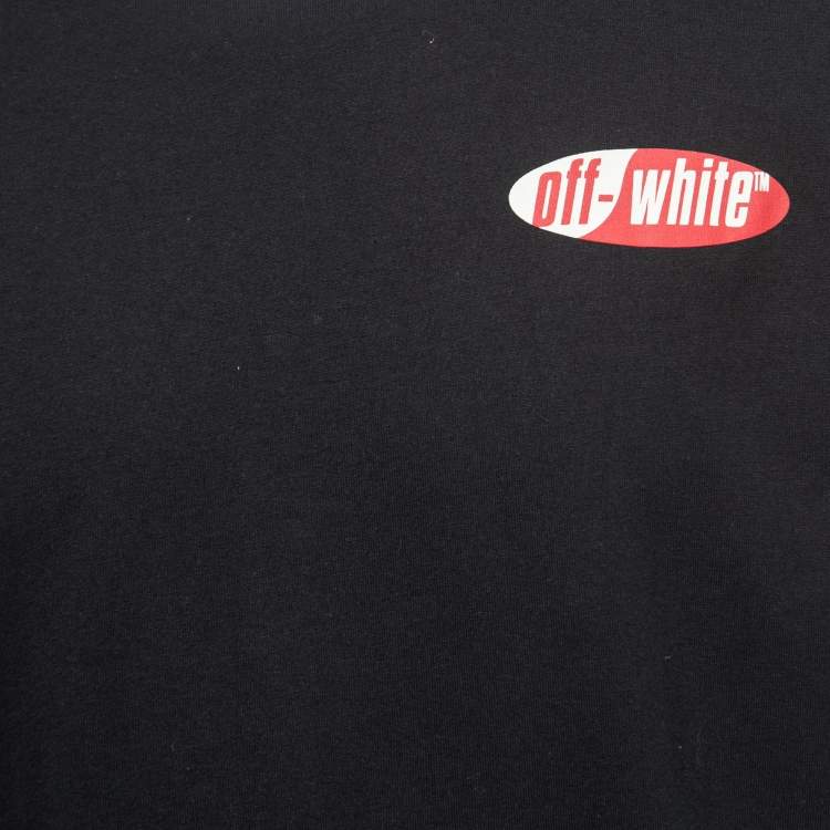 Pre Owned Off-White Black Printed Cotton Crew Neck Short Sleeve T-Shirt L