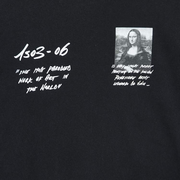 Pre Owned Off-White Black Mona Lisa Printed Cotton Full Sleeve T-Shirt XS