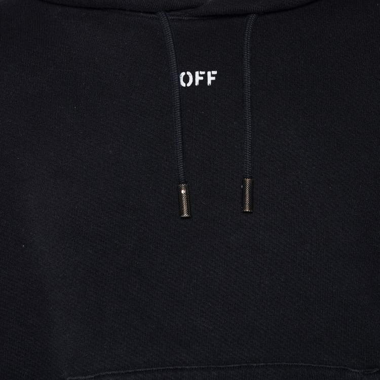 Pre Owned Off-White Black Skull Printed Cotton Knit Hoodie S