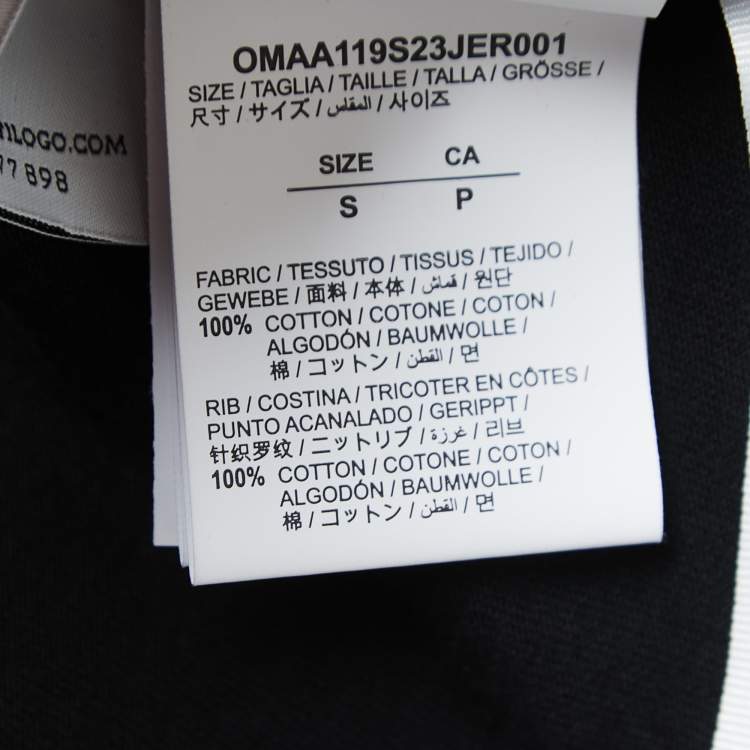 Pre Owned Off-White Black Logo Printed Cotton Crewneck T-Shirt S