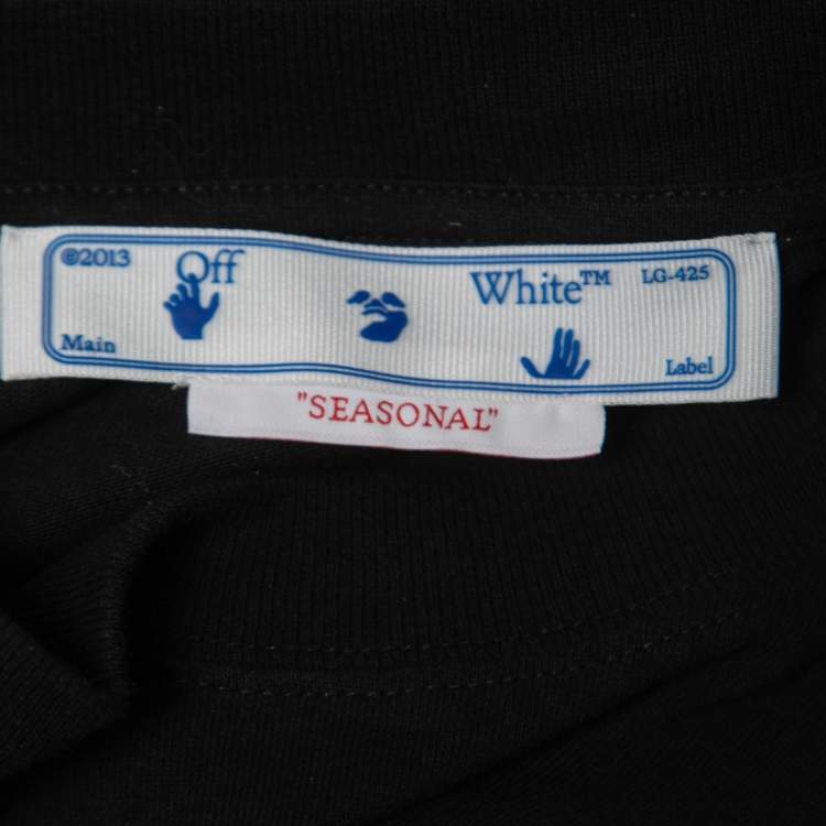 Pre Owned Off-White Black Caravaggio Crowning Cotton Crew Neck T-Shirt S