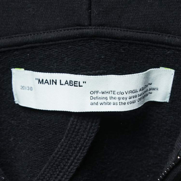 Pre Owned Off-White Black Printed Cotton Zip Front Hooded Jacket M