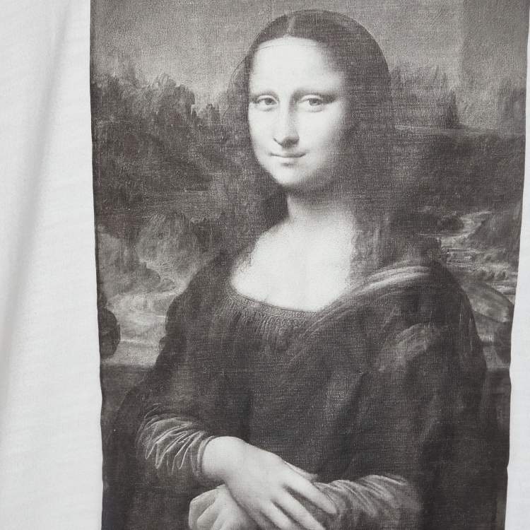Pre Owned Off-White White Monalisa Printed Cotton Knit Oversized T-Shirt XL