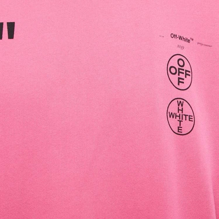 Pre Owned Off-White Pink Impressionism Print Cotton Crew Neck Sweatshirt L