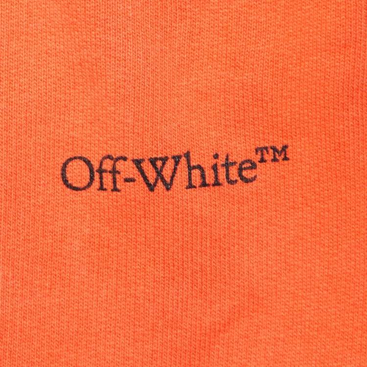Pre Owned Off-White Orange Cotton Knit Logo Printed Shorts M