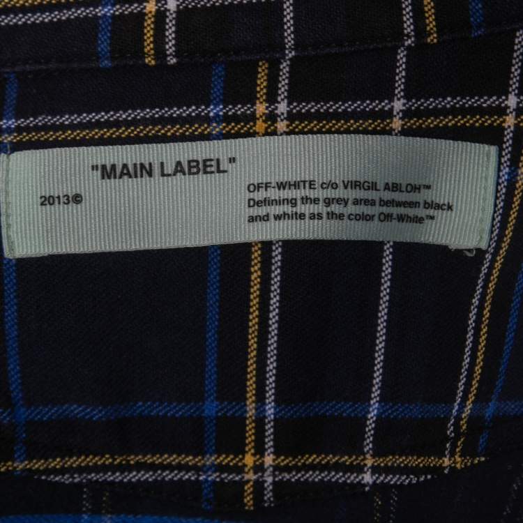 Pre Owned Off-White Navy Blue Checkered Cotton Button Front Shirt XS