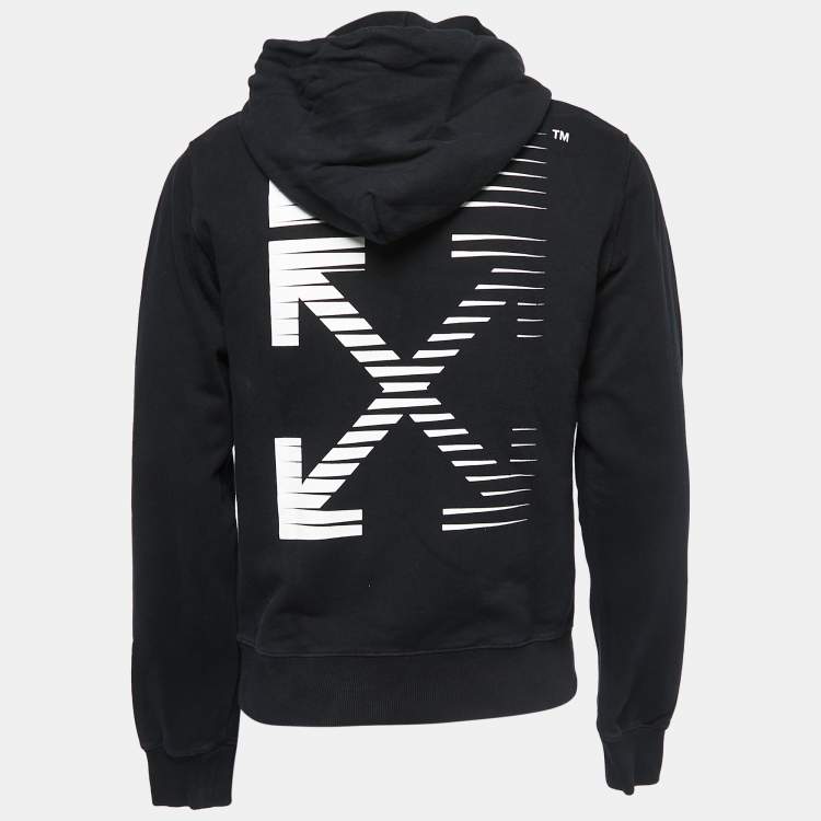 Off-White Cotton Graphic Print Hoodie