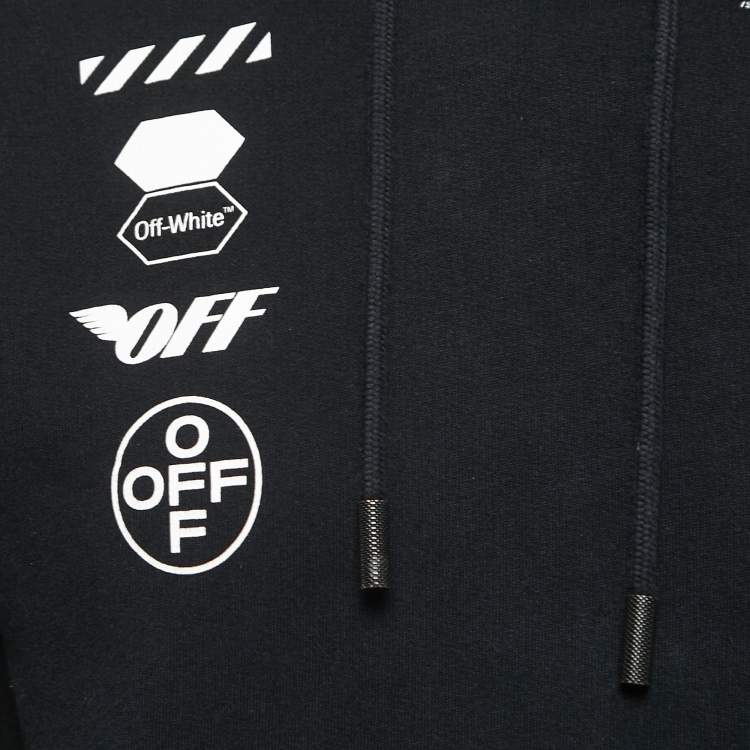 Pre Owned Off-White Black Arrow Print Cotton Hoodie S