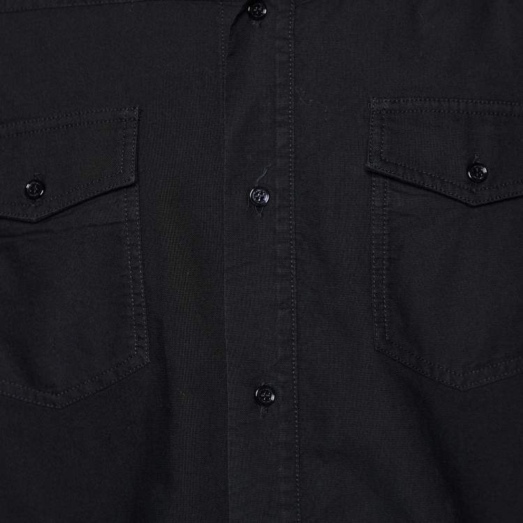 Pre Owned Off-White Black Cotton Firetape Printed Button Front Oversized Shirt M