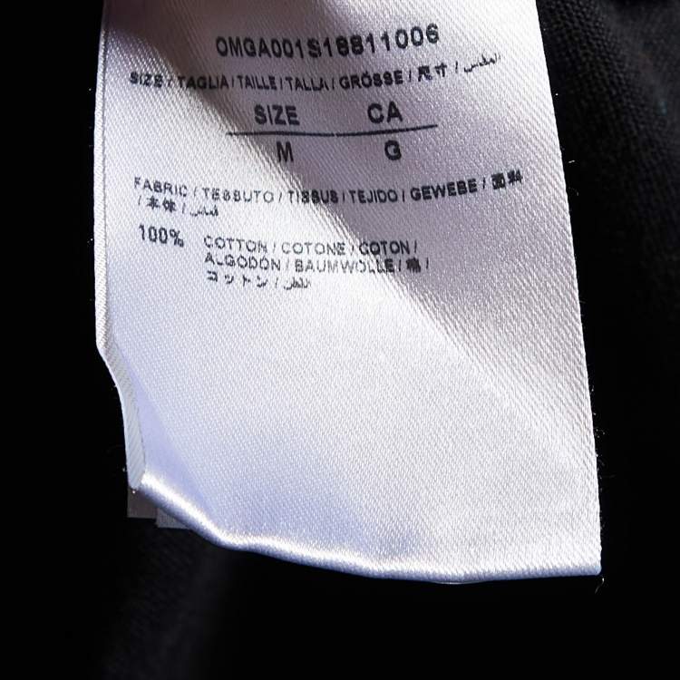 Pre Owned Off-White Black Cotton Firetape Printed Button Front Oversized Shirt M