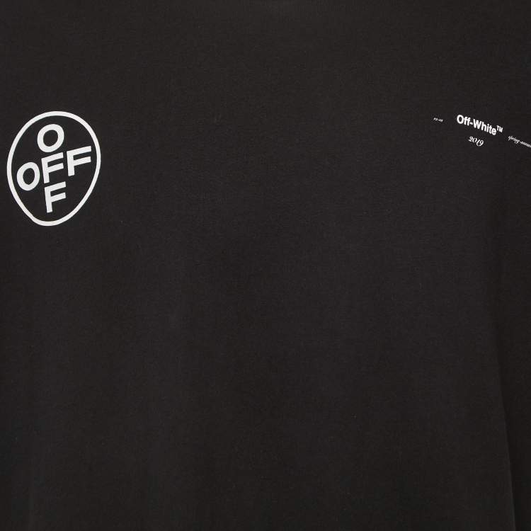 Pre Owned Off-White Black Impressionism Print Cotton Crew Neck Half Sleeve T-Shirt S
