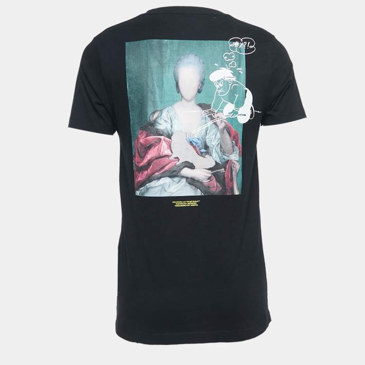 Pre Owned Off-White Black Graphic Logo Print Cotton Half Sleeve T-Shirt S