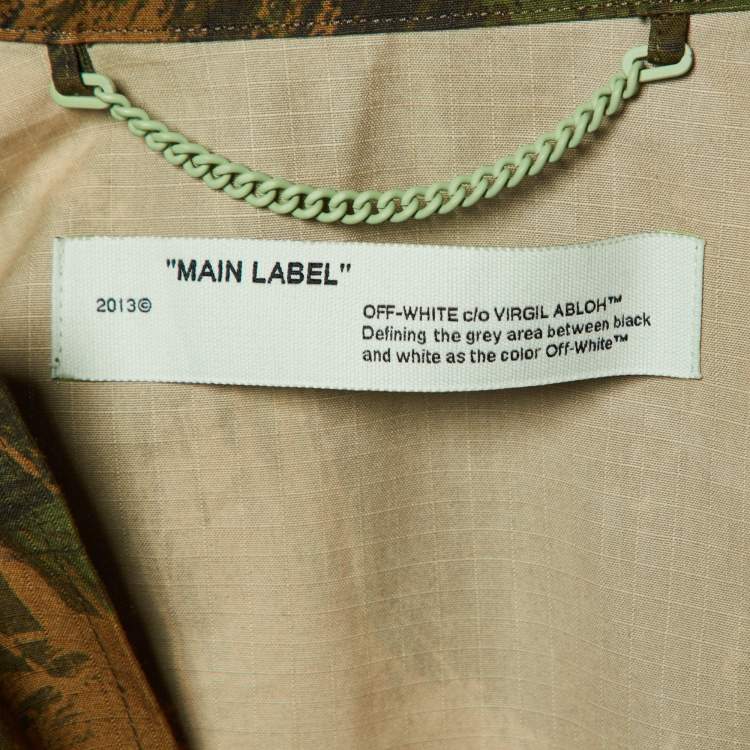 Pre Owned Off-White Military Green Camouflage Logo Print Cotton Button Front Jacket S
