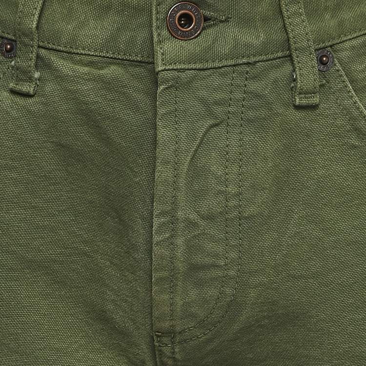 Pre Owned Off-White Military Green Distressed Denim Jeans M Waist 32"