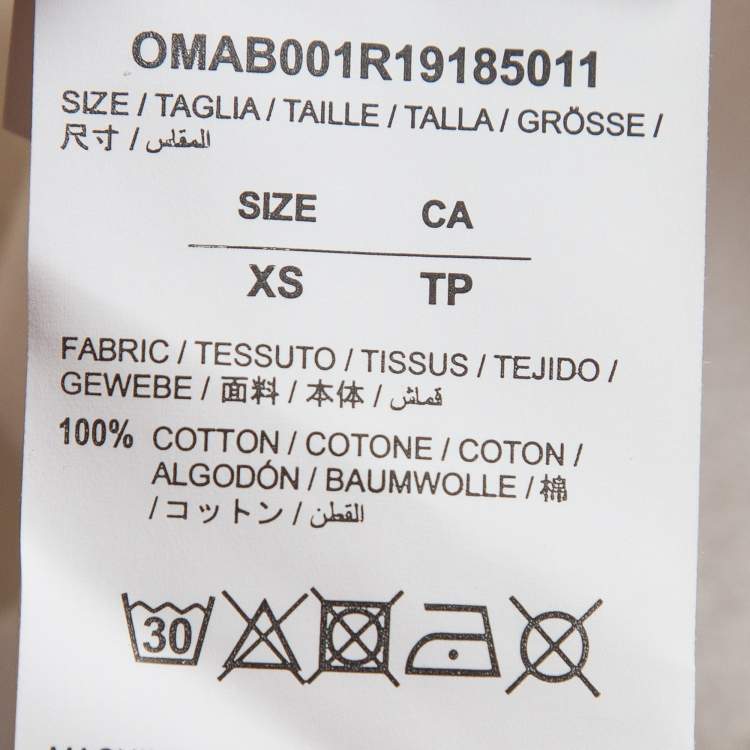 Pre Owned Off-White Cream Digital Print Cotton Full Sleeve T-Shirt XS