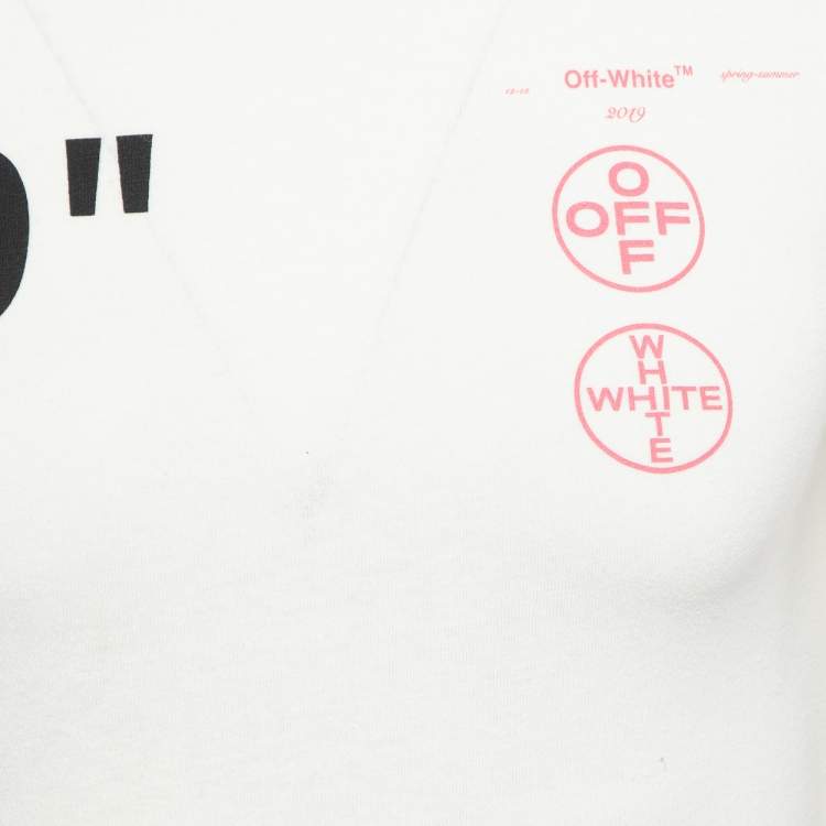 Pre Owned Off-White Cream Digital Print Cotton Full Sleeve T-Shirt XS