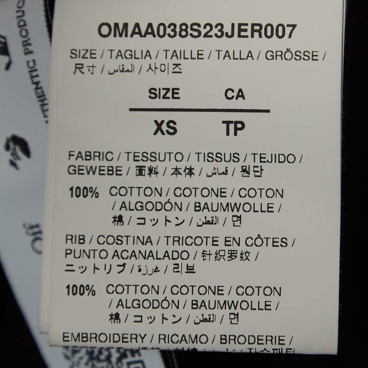 مملوكة مسبقًا Off-White Black Embroidered Cotton Crew Neck T-Shirt XS